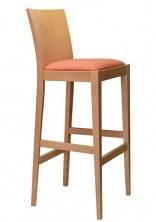 Vela Ply Back Bar Stool C468 3. Clear Natural Frame. Upholstered Seat. Any Fabric Colour